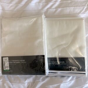 Simons - Set of 2 Geo shape bohemian sheer off white curtain 140 x 220 cm